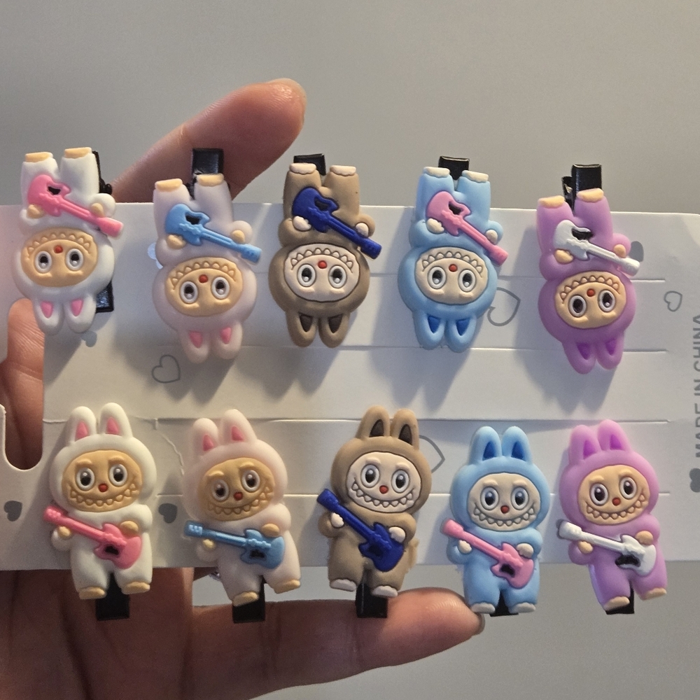 Labubu Playing Guitar Hair Clips Set